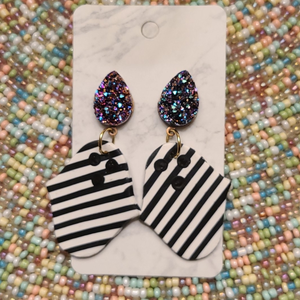 🎃Striped Druzy Ghost Earrings